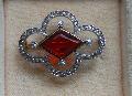 Edwardian Fire Opal And Diamond Brooch - Edwardian Fire Opal And Diamond Brooch -